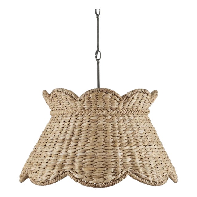 Contemporary Currey and Company Large Woven Pendant Chandelier For Sale