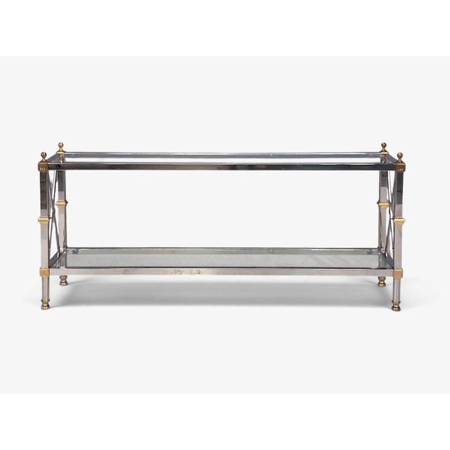 Maison Jansen Style, Neoclassical Console Table, Chrome, Brass, France, 1970s For Sale - Image 15 of 15