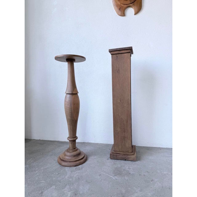 Wooden Column Pedestal Tables, 1950, Set of 2 For Sale - Image 6 of 18