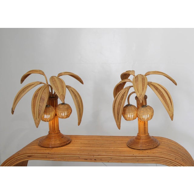 Rattan Coconut Tree Lamp For Sale - Image 10 of 18