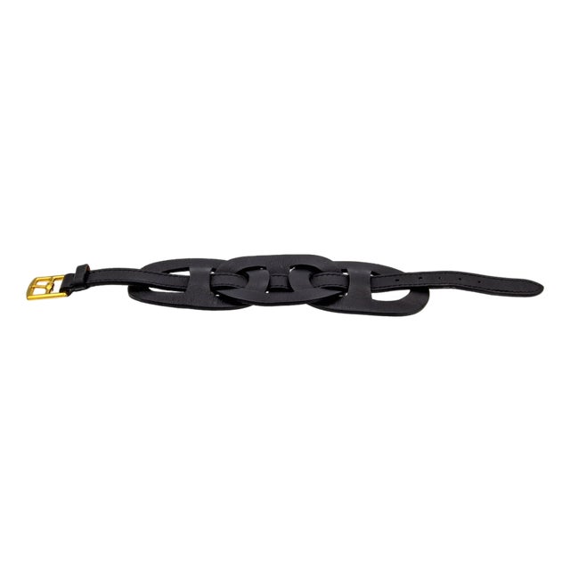 Hermès Fétiche Chaîne d'Ancre Leather Wrap Bracelet in Black Circa 2006 For Sale