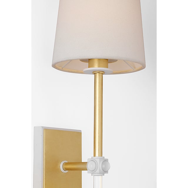 Gold Julie Neill for Visual Comfort Signature Lucia 21" Cordless Sconce in Gild and Crystal with Linen Shade For Sale - Image 8 of 11