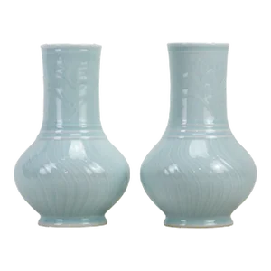 A Pair of 20th Century Celadon Vases