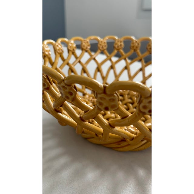 Handmade Ochre Ceramic Openwork Fruit Basket from Pichon Uzès, France, 1960s For Sale - Image 6 of 13