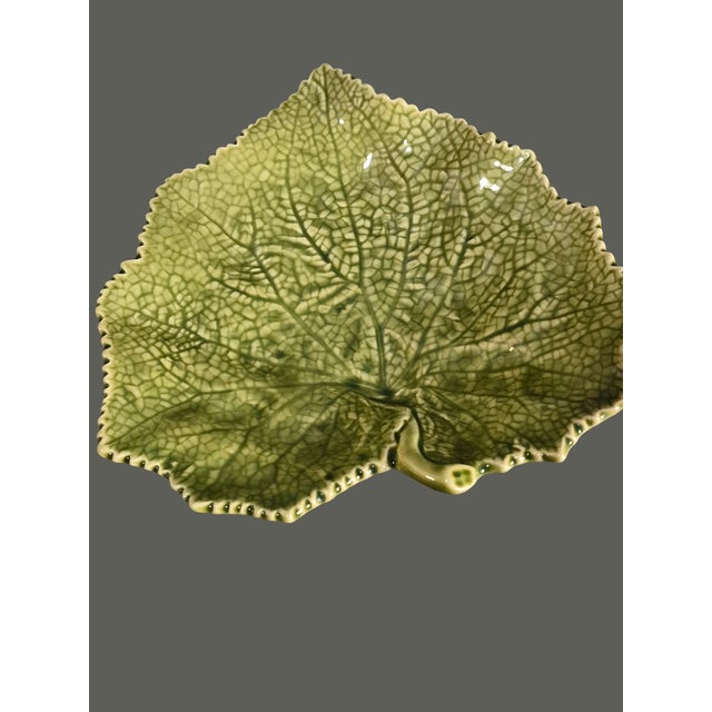Late 20th Century Late 20th Century Three Grape Leaf Colorful Dishes Bordallo Pinheiro Portugal Red, Yellow, Green For Sale - Image 5 of 9