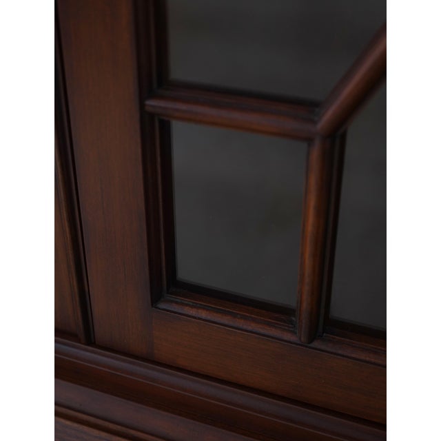 1980s Henkel Harris Cherry Secretary Desk W. Bookcase Top For Sale - Image 14 of 18