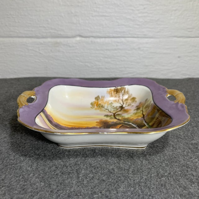 Noritake Antique Noritake Hand Painted Porcelain Handled Trinket/Serving Bowl For Sale - Image 4 of 9