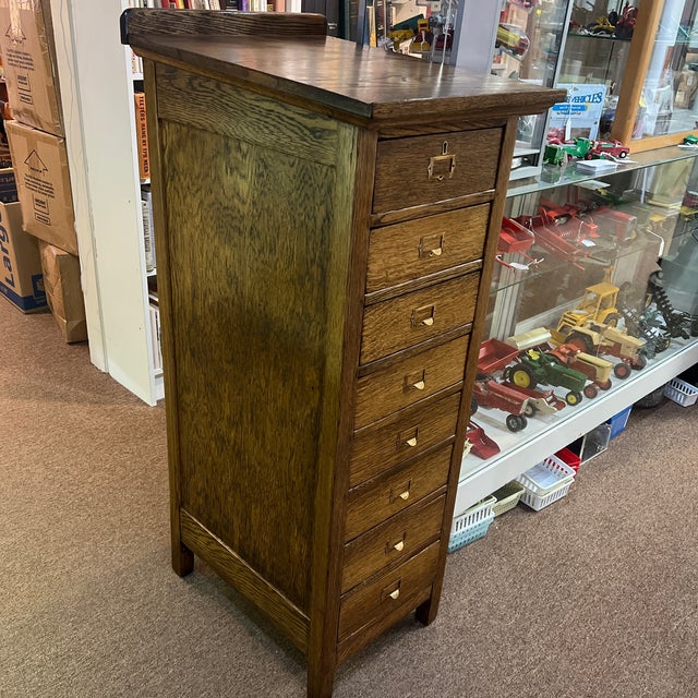 Mission Antique Oak Service Writers Desk Stand File Cabinet Podium For Sale - Image 3 of 8