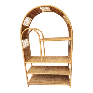 1970s Boho Chic Wicker Etagere For Sale