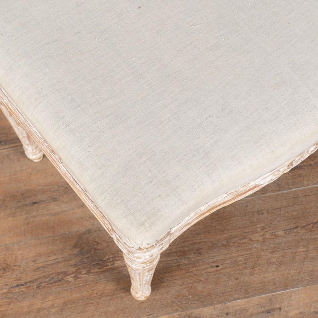Late 19th Century Pair, 19th Century Swedish Gustavian White Stools Tabourets For Sale - Image 5 of 11