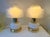 Contemporary Pair of Brass and White Murano Glass Wave Shades Lamps, Italy For Sale - Image 10 of 11