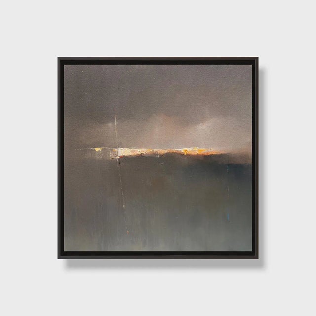 This is an original abstract oil on canvas painting by San Diego artist, Khalid Alkaaby. It's framed dimensions are...