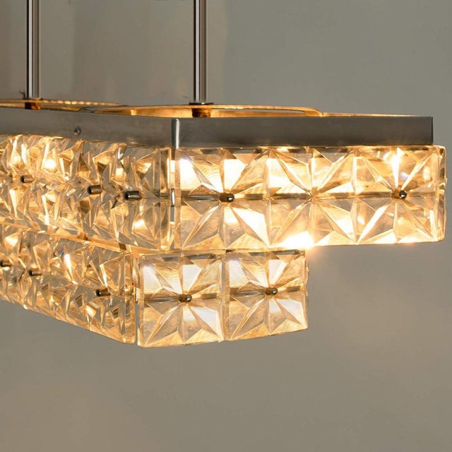 Glass Rectangular Chrome and Crystal Pendant Light from Kinkeldey, 1970s For Sale - Image 7 of 18