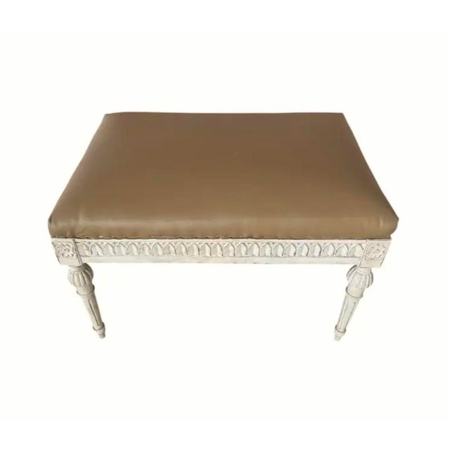 Wood Antique Gustavian Painted and Upholstered Stool For Sale - Image 7 of 8