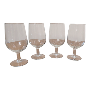 Set of 4 Vintage Cristal d'Arques-Durand "Noblesse" Hexagonal Stemmed Iced Tea Goblets, France