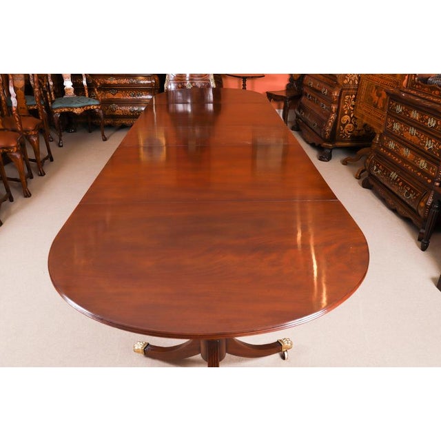 Antique Regency Revival Triple Pillar Dining Table, 1900s For Sale - Image 10 of 17