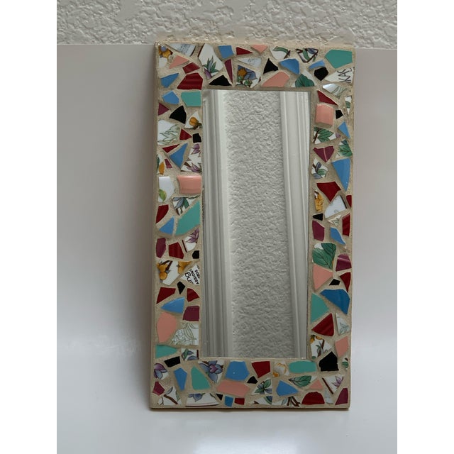 Handcrafted Mosaic Accent Wall Decor Mirror With Vintage Ceramic Tiles