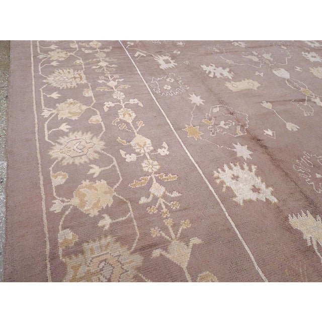 Early 20th Century Galerie Shabab Collection Early 20th Century Turkish Oushak Large Room Size Rug in Mauve For Sale - Image 5 of 10