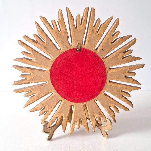Gilded Sunburst Wall Mirror, Italy, 1960s For Sale - Image 11 of 15