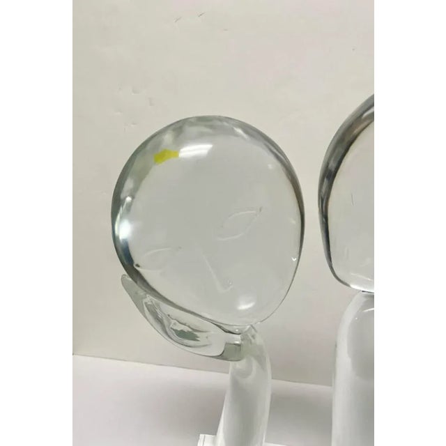 Transparent Loredano Rosin Glass Sculpture 2 Faces Signed For Sale - Image 8 of 10
