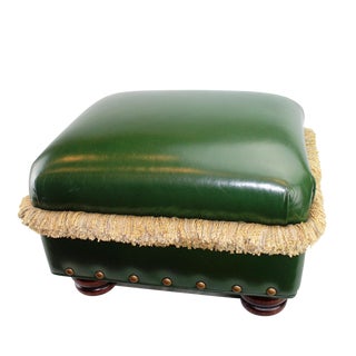 Hancock & Moore Pasargad N Y Green Leather H&M Ottoman For Sale