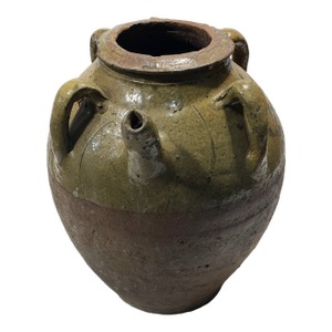 Old Asian Earthenware Pottery Storage Jar 12.5" H