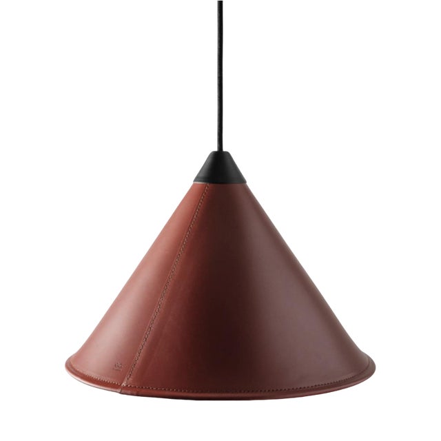 Namibia Leather Cone Small Lamp by Cuero Design For Sale