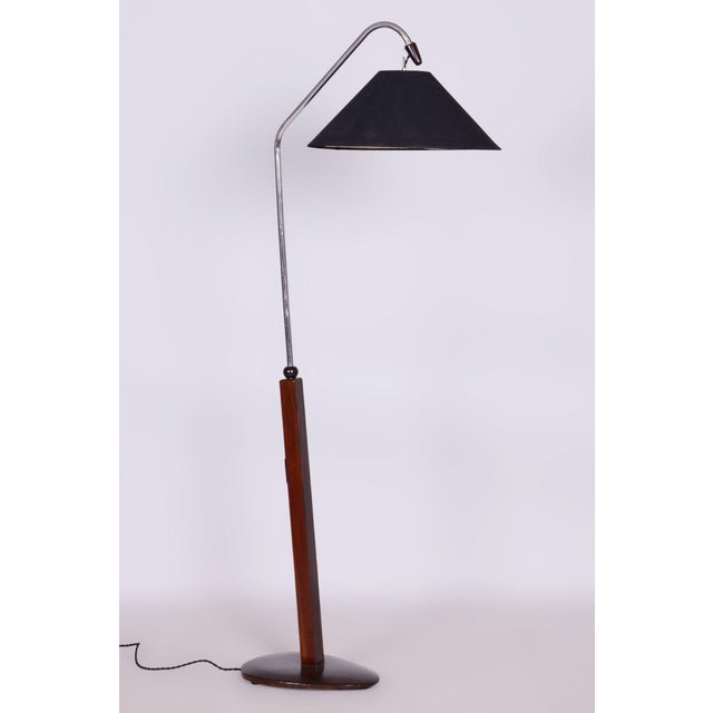 Art Deco Floor Lamp in Beech & Chrome-Plated Steel, Czech, 1930s For Sale - Image 10 of 10