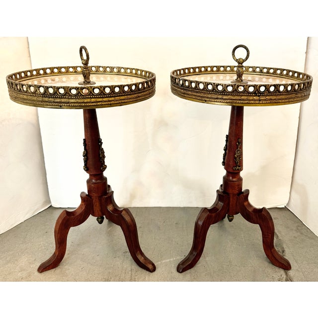 Victorian Pair of Antique French Wine Tables Louis XVI Style From 30's For Sale - Image 3 of 8