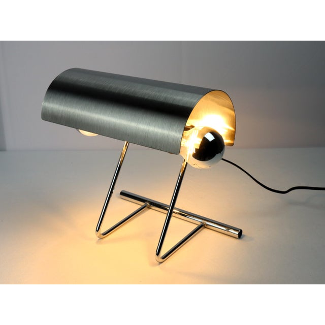 Vintage Stainless Steel Table Lamp in the style of François Monnet, 1970s For Sale - Image 12 of 13