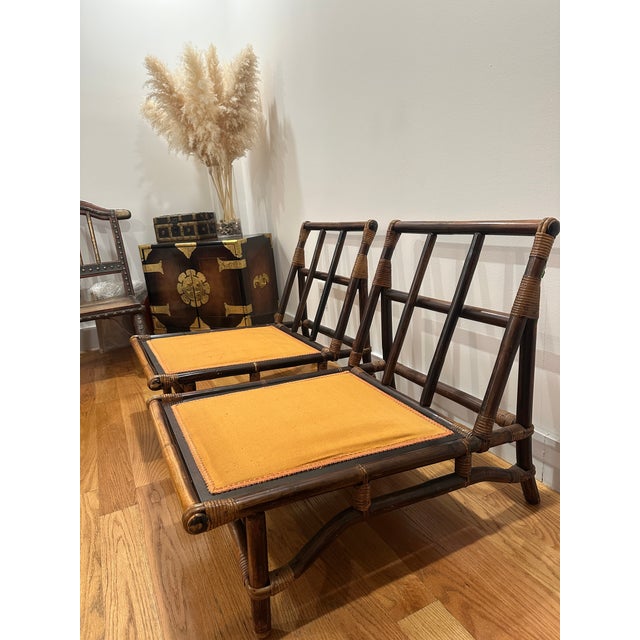Charming low-slung vintage bamboo chairs that add effortless character to any space. They’re standout pieces that are both...