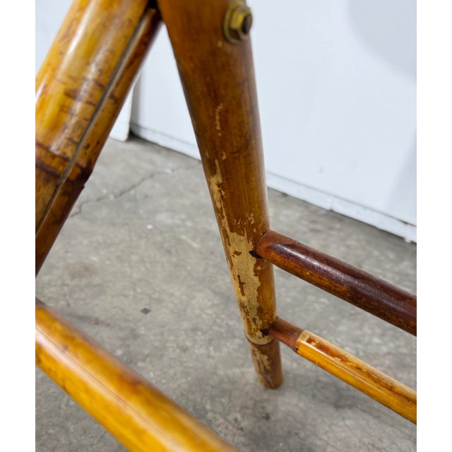 Wood Vintage Split Reed Rattan Collapsible Table For Sale - Image 7 of 8