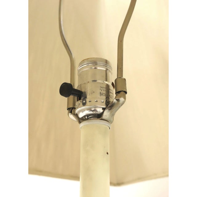 Mid 20th Century White Painted Metal Faux Bamboo Floor Lamp W/ Shade For Sale In Charlotte - Image 6 of 11