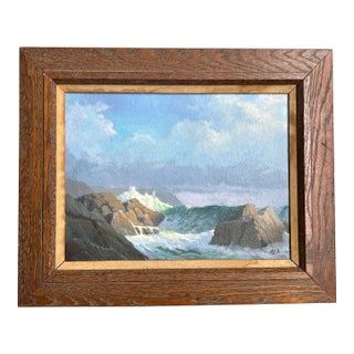 1970’s Original Impressionist Rocky Beach Seascape Painting For Sale