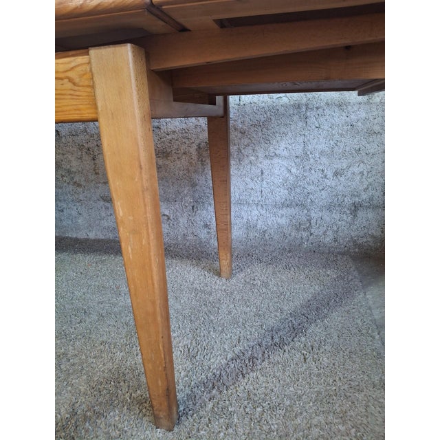 Brown Dining Table with Sliding Extensions, 1950s For Sale - Image 8 of 12