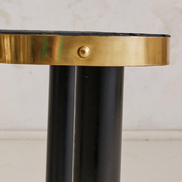 Black Vintage French Slate + Brass Side Table Signed MARLO For Sale - Image 8 of 10