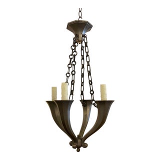 Vintage Art Deco 4 Lite Chandelier For Sale