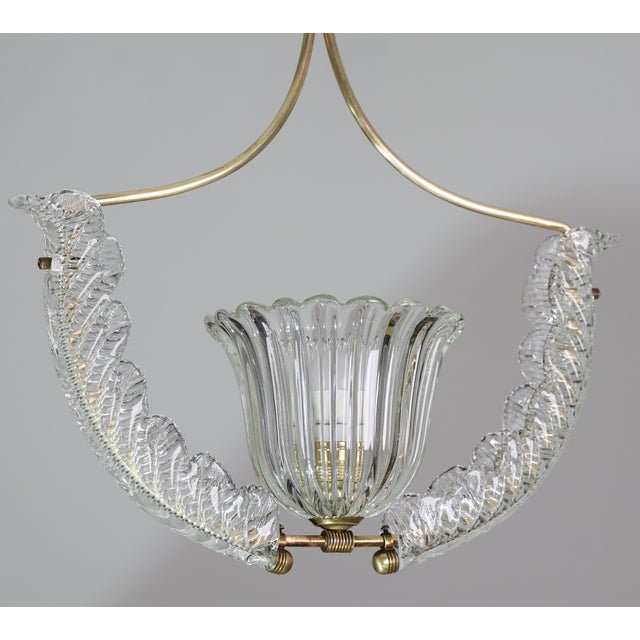 Art Deco 1950s Fascinating Art Deco Pendant Murano Glass Chandelier by Ercole Barovier For Sale - Image 3 of 17