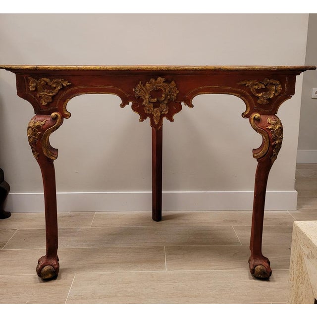 Wood 18th Century Baroque Corner Console in Polychrome in Red, Andalusia For Sale - Image 7 of 18