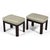 This handsome pair of stools by Gordon's Furniture have seats upholstered in silk supported by mahogany bases.