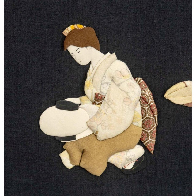 Textile Japanese Figural Group Padded Silk Oshi-E Collage For Sale - Image 7 of 10