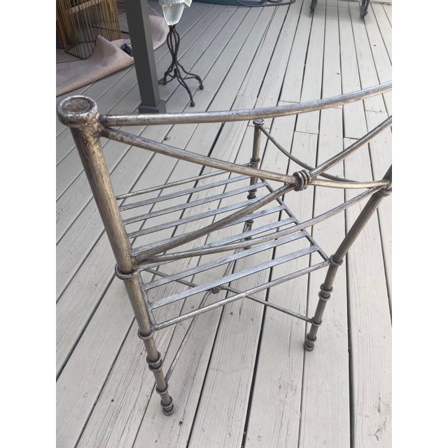Silver 1980s Diego Giacometti Inspired Iron Table & 4 Chairs Dining Set For Sale - Image 8 of 18