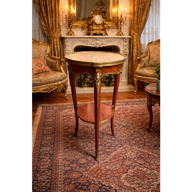 1840 French Louis XVI Brown Mahogany Wood Marble Side Table - 1 Pc For Sale - Image 10 of 10