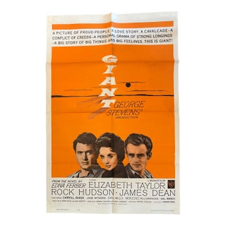 "Giant' Movie Poster 1963 and 1st Edition Book 1952 by Edna Ferber- Free Shipping For Sale