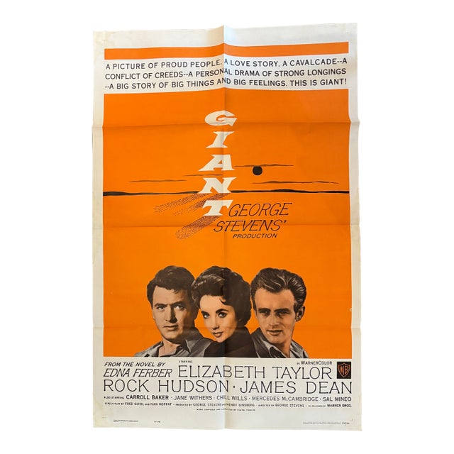 "Giant' Movie Poster 1963 and 1st Edition Book 1952 by Edna Ferber- Free Shipping For Sale