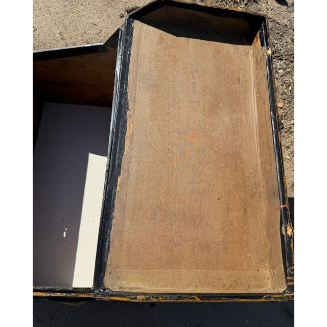 19th Century Canted Top Trunk in Mustard Paint For Sale - Image 11 of 11