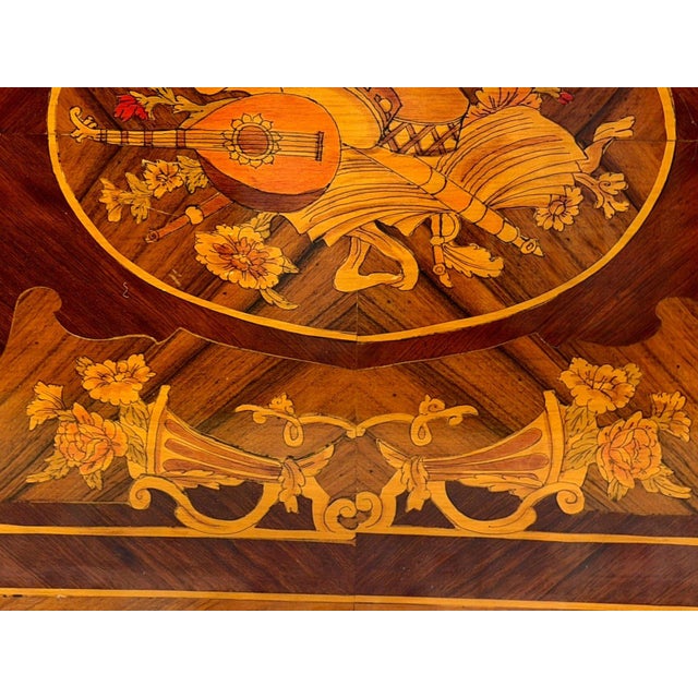 Antique Louis XVI Revival Musical Trophy Marquetry Coffee Table, C. 1890–1910 For Sale - Image 12 of 14
