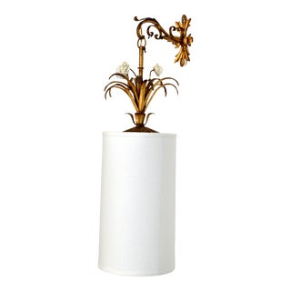 Wall Mounted Italian Gilt Wrought Iron Pendant Light, Sconce Hollywood Regency For Sale