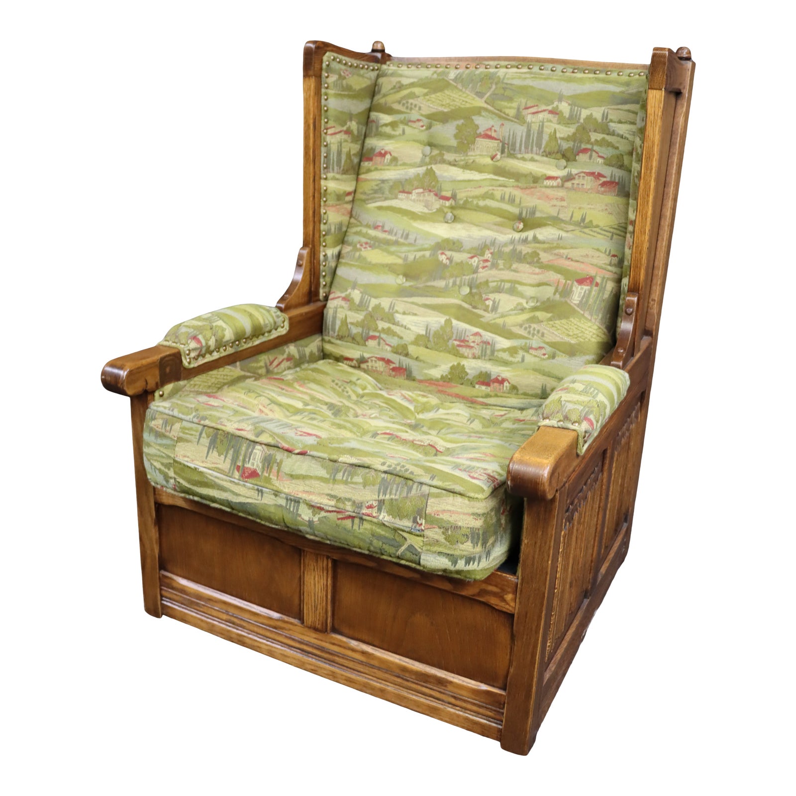 Jacobean Carved Oak Wing Chair Chairish