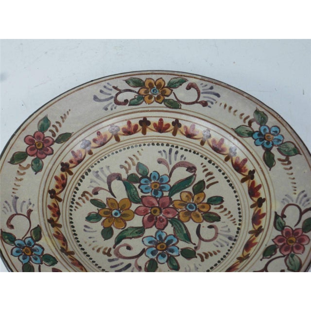 Mid 20th Century Platter 12" Earthenware Hand Painted from Portugal Signed - Rustica Lisboa For Sale - Image 6 of 12